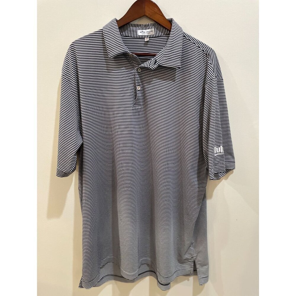 Peter Millar Men's XXL Striped Polo Shirt Summer Comfort Navy & White